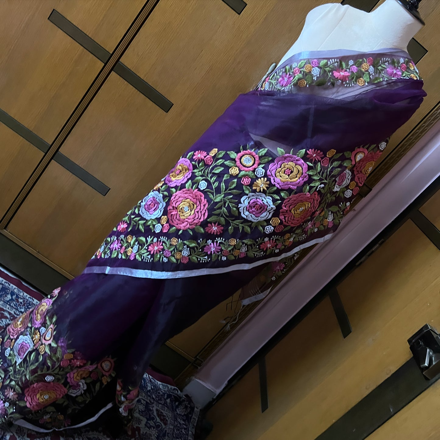 Tulip embroidery organza sweet saree - Saffronfashionindia