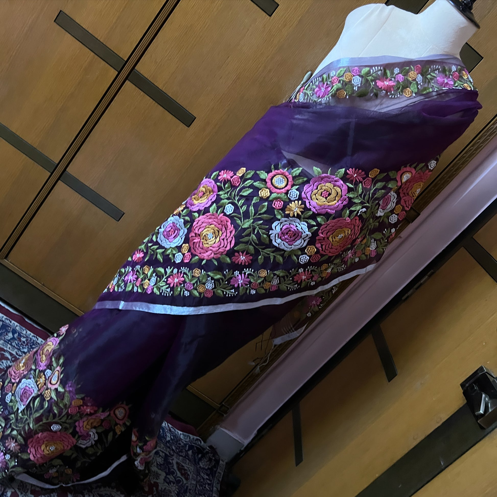 Tulip embroidery organza sweet saree - Saffronfashionindia