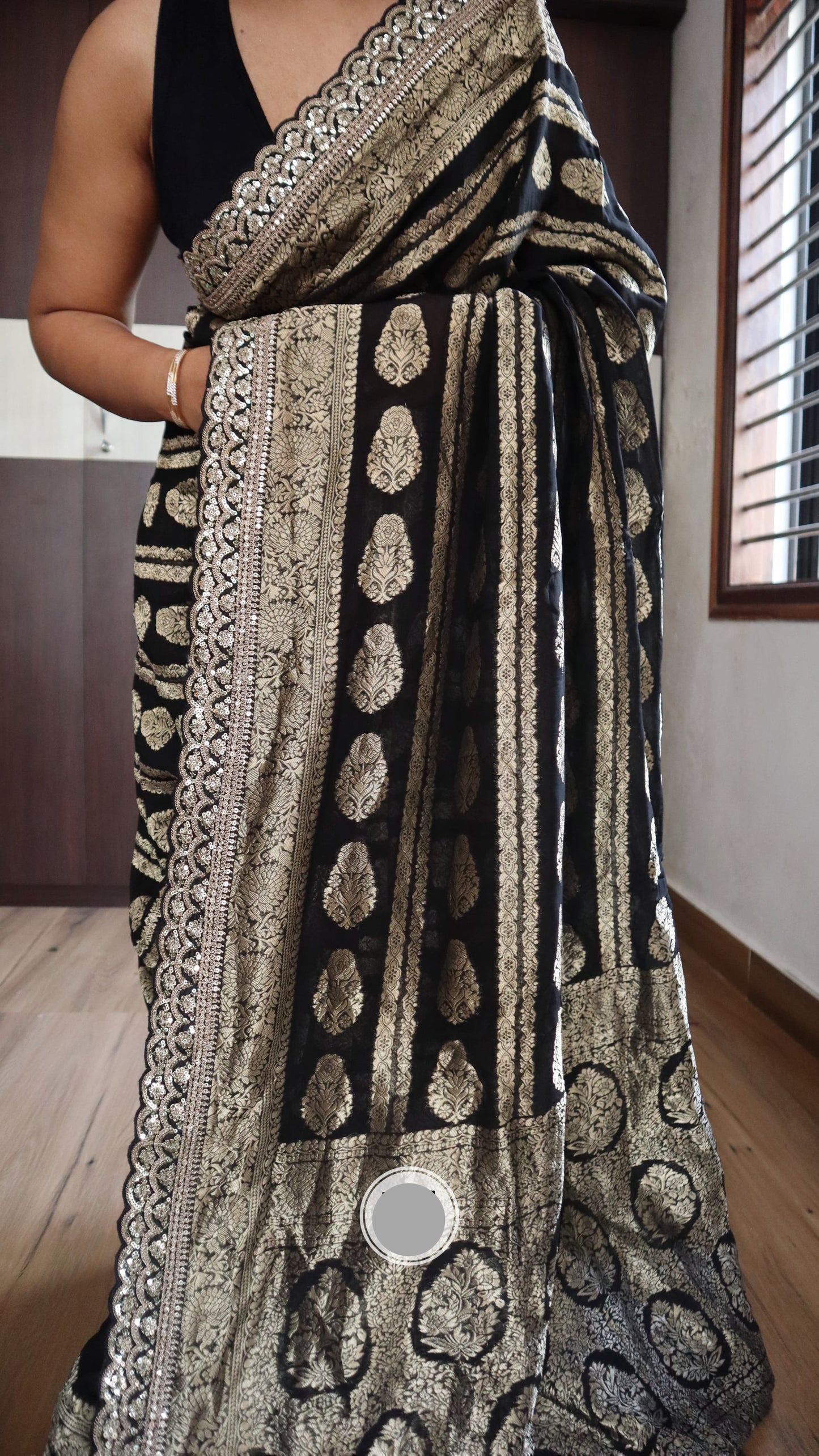 Khaddi saree Gorgette saree Indian saree blouse - Saffronfashionindia