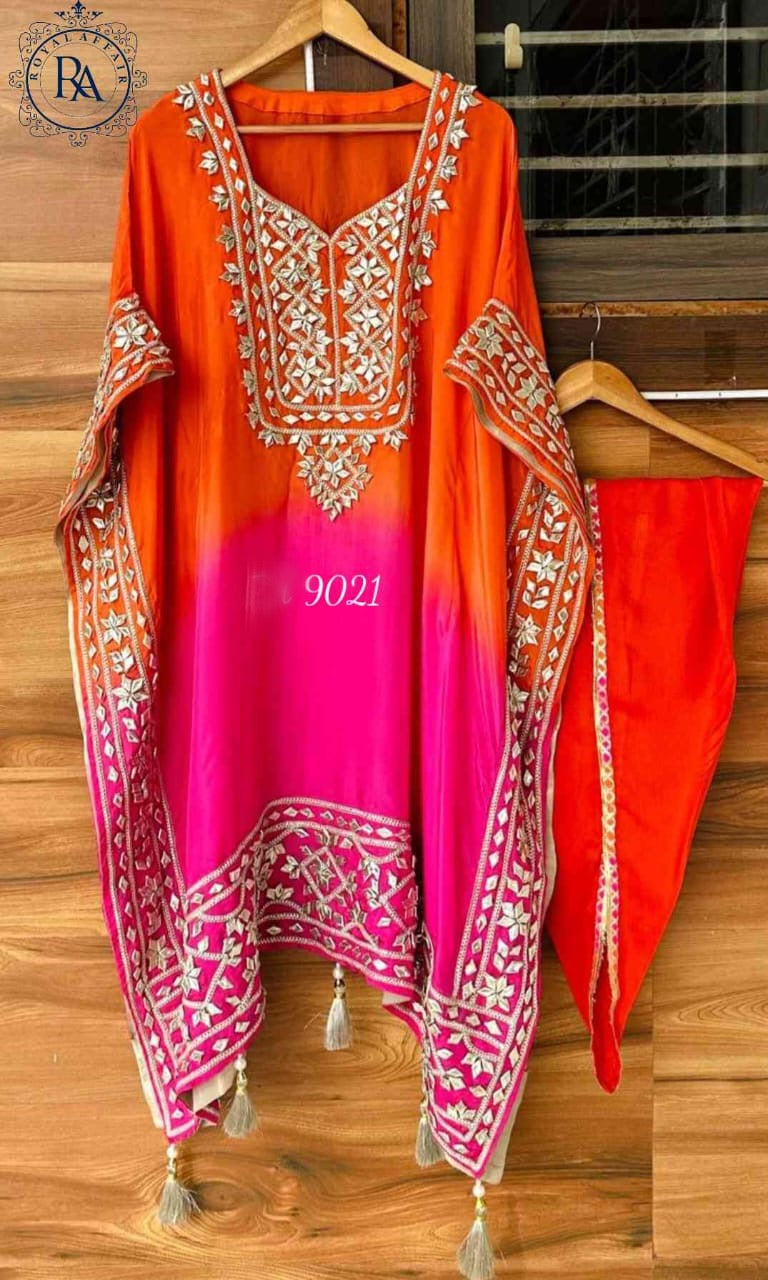 Kaftan Set Gottapatti kaftan party wear dresses - Saffronfashionindia