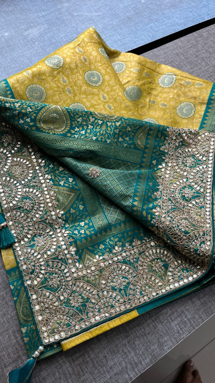 Banarsi Kanjeevaram saree gottapatti sarees - Saffronfashionindia