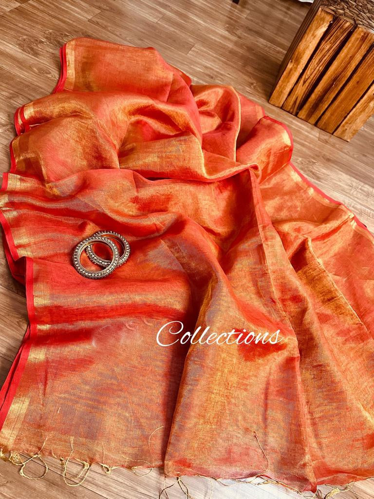 Limiha dual toned Saree Linen Sarees - Saffronfashionindia