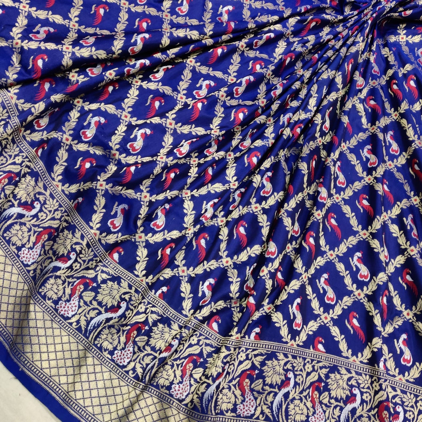 Royal Blue Katan Silk Handwoven Sarees - Saffronfashionindia