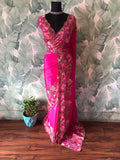Premium floral saree organza saree beautiful sari blouse SaffronFashion