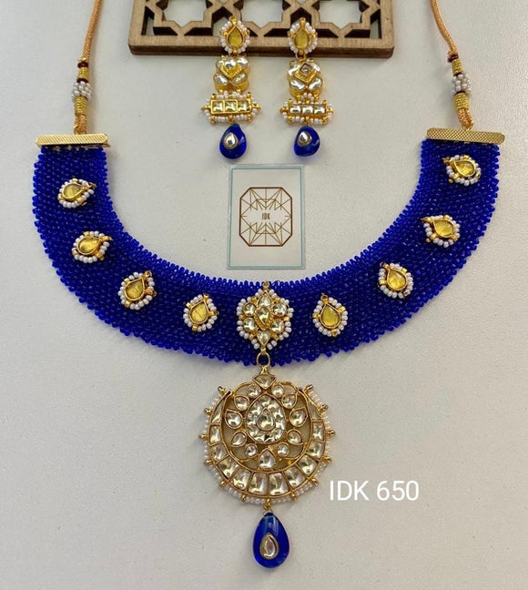 Blue kundan fusion Necklace set