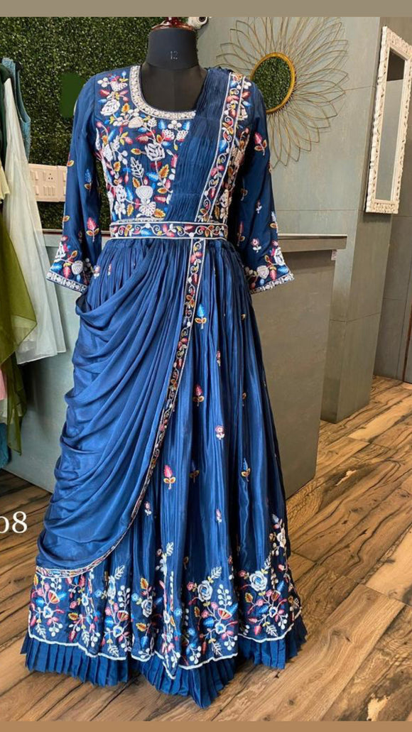 Beniz blue indowestern dress