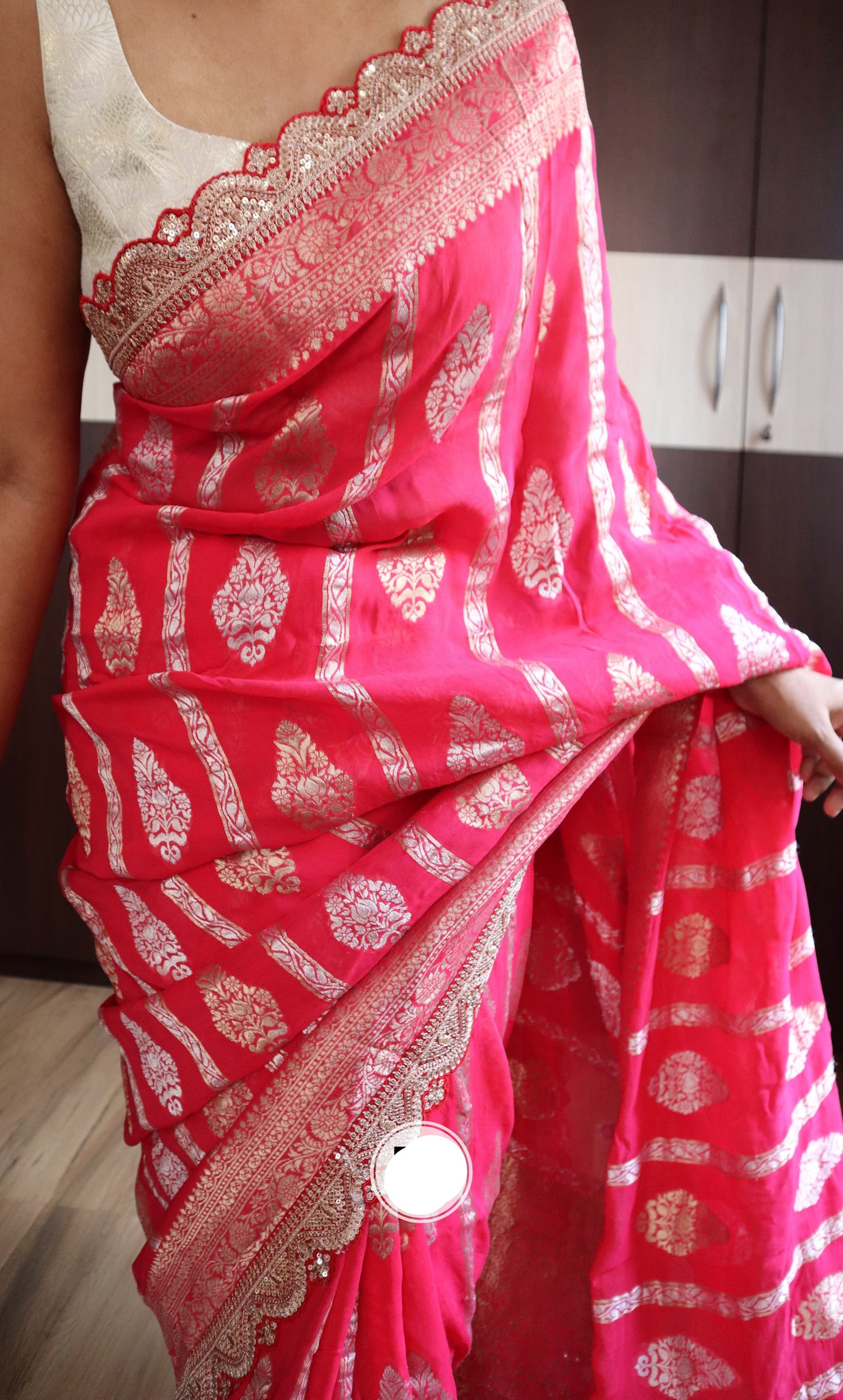 Khaddi saree Gorgette saree Indian saree blouse - Saffronfashionindia