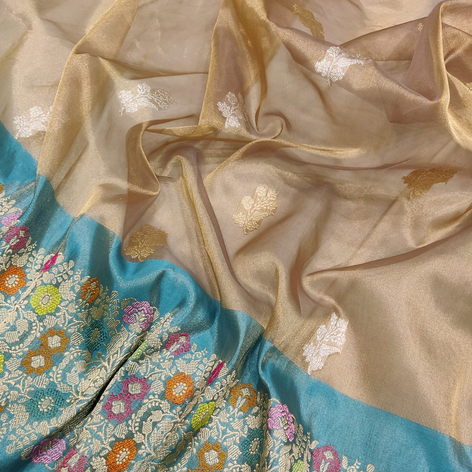 Rosal kadwa tissue handwoven saree - Saffronfashionindia