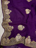 Purple Gorgette Gottapatti Saree Zardosi Saree Indian Sari