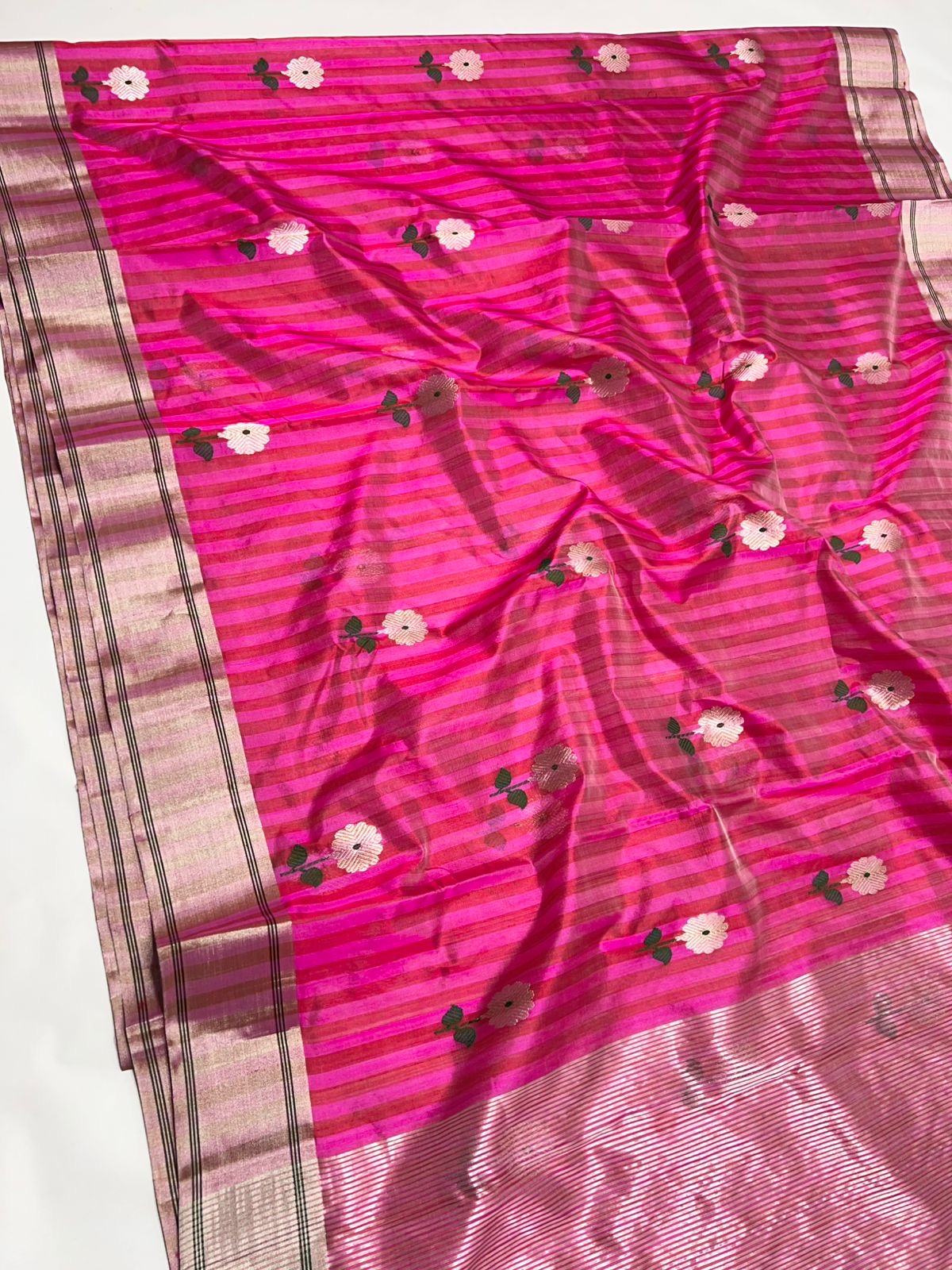 Handwoven pink saree Chanderi saree Indian sari blouse SaffronFashion