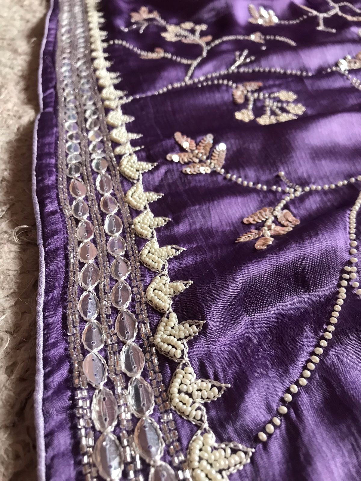 Satin Silk Premium Purple Luxury Saree Beautiful sari - Saffronfashionindia