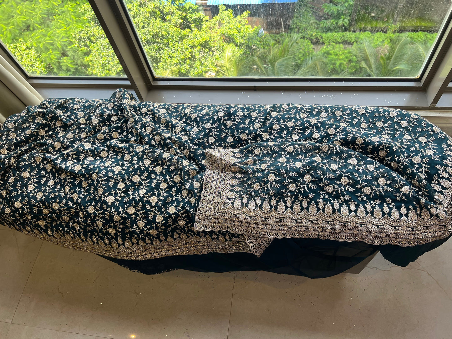 Oceanic saree gorgette saree Indian sari SaffronFashion