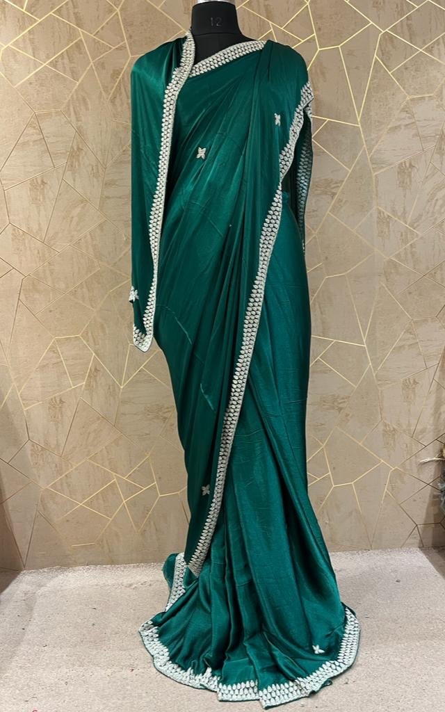 Rashi crush saree/satin saree - Saffronfashionindia