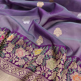 Purple kora handwoven kadwa sarees