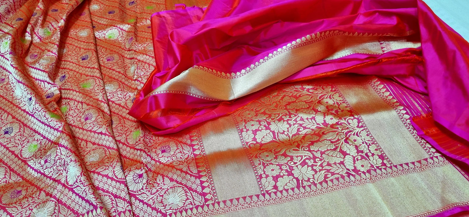 Hina katan kadwa handwoven saree - Saffronfashionindia