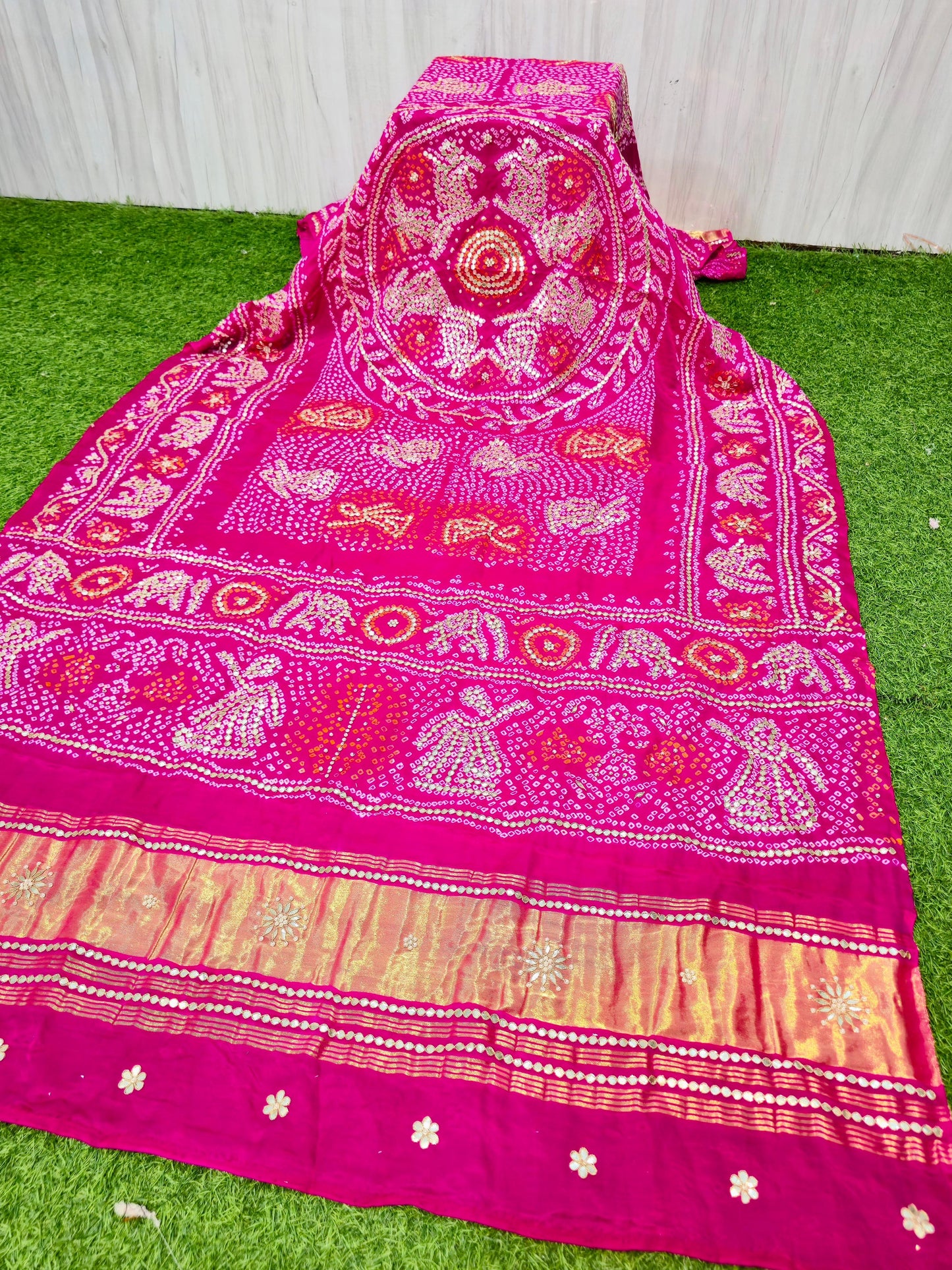 Pink handmade dupatta gajji silk dupatta gottapatti dupatta traditional dupatta SaffronFashion