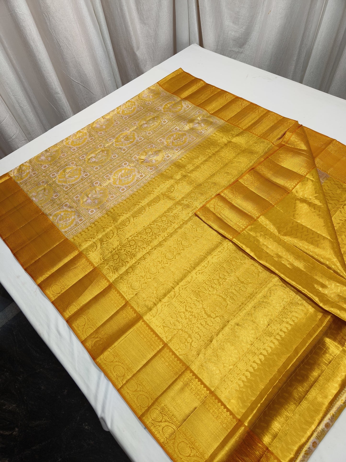 Yellow Floral Kanjeevaram Saree Indian Traditional Sarees - Saffronfashionindia
