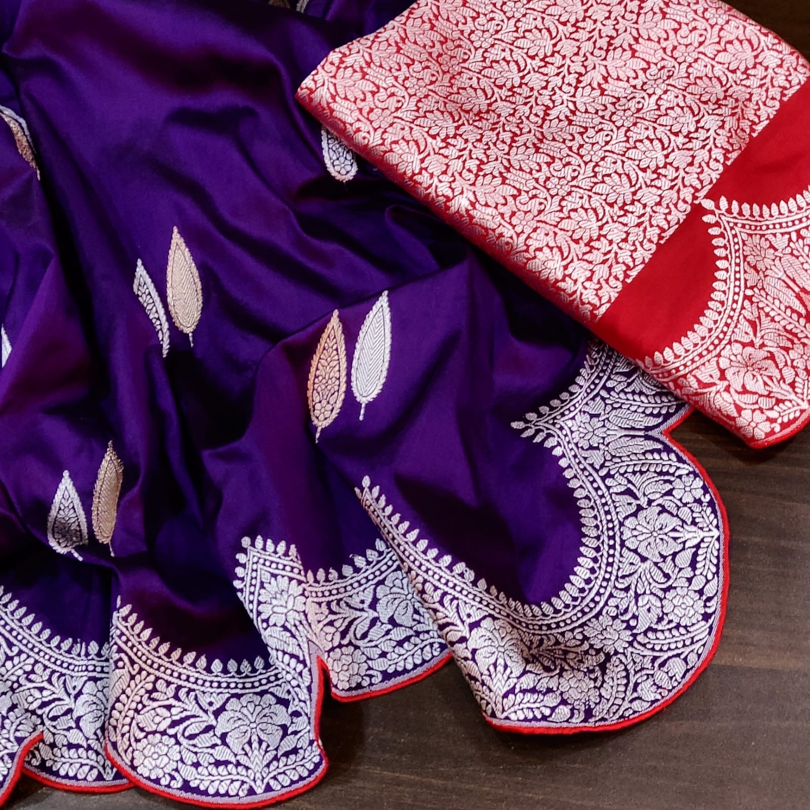 Purple Katan silk handwoven kadwa women saree Saffronfashion