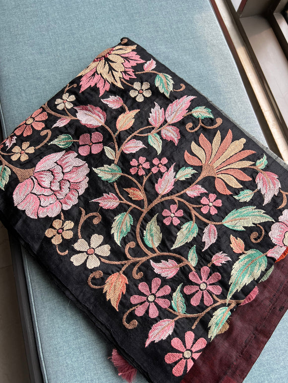 Floral tussar saree Indian sari blouse weaved saree SaffronFashion