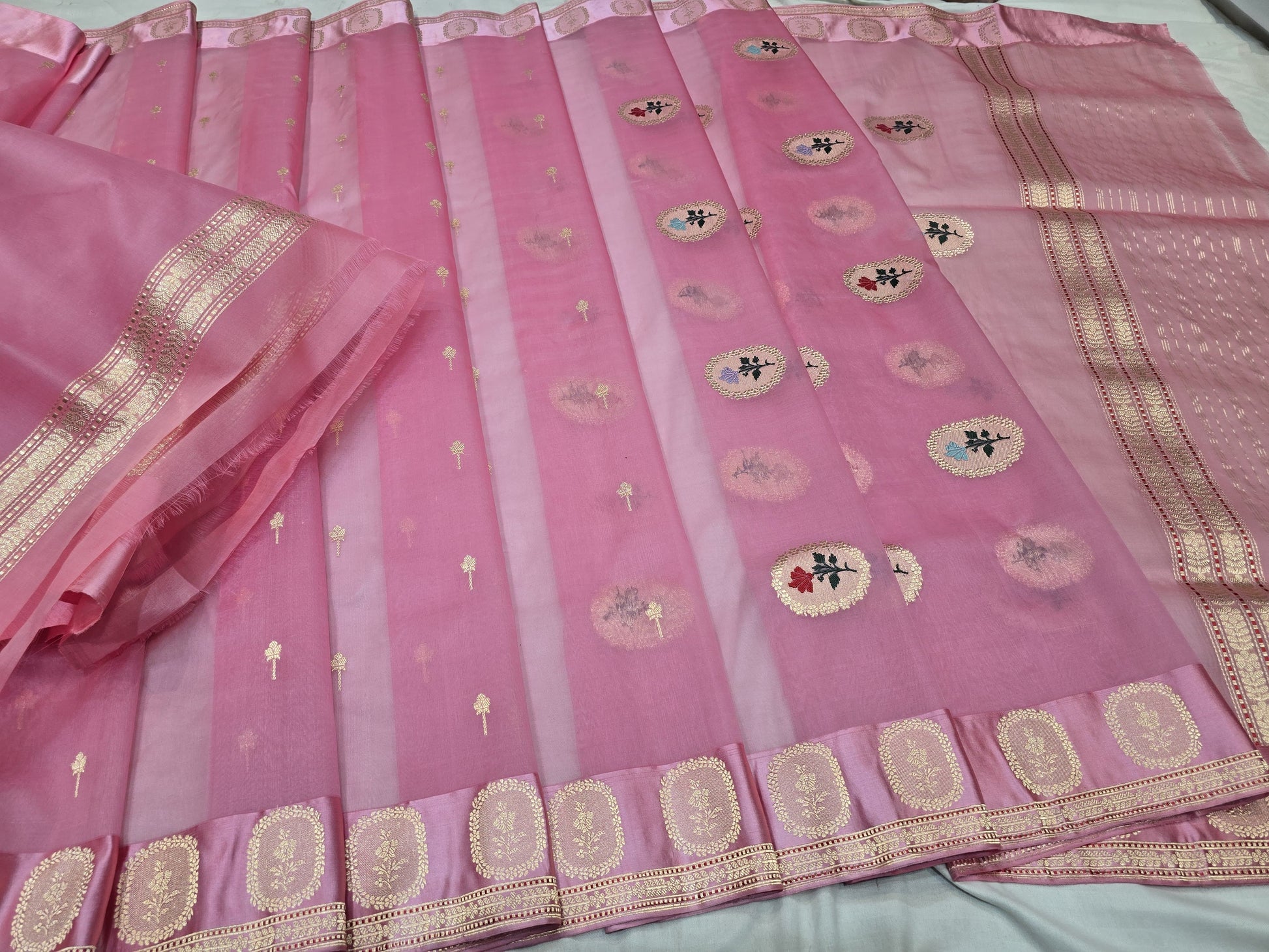 Pink Kora saree ekTara sari blouse Indian sarees SaffronFashion