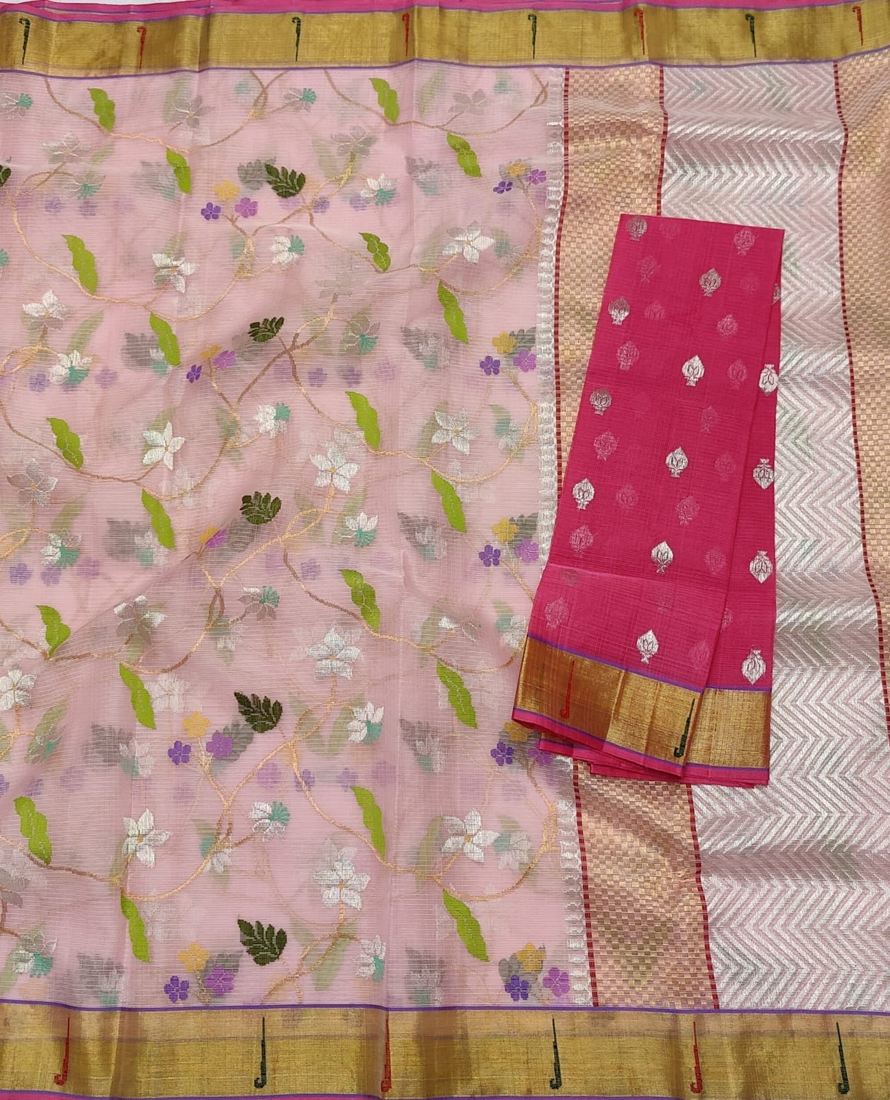 Pink Kota weaving jall border - Saffronfashionindia