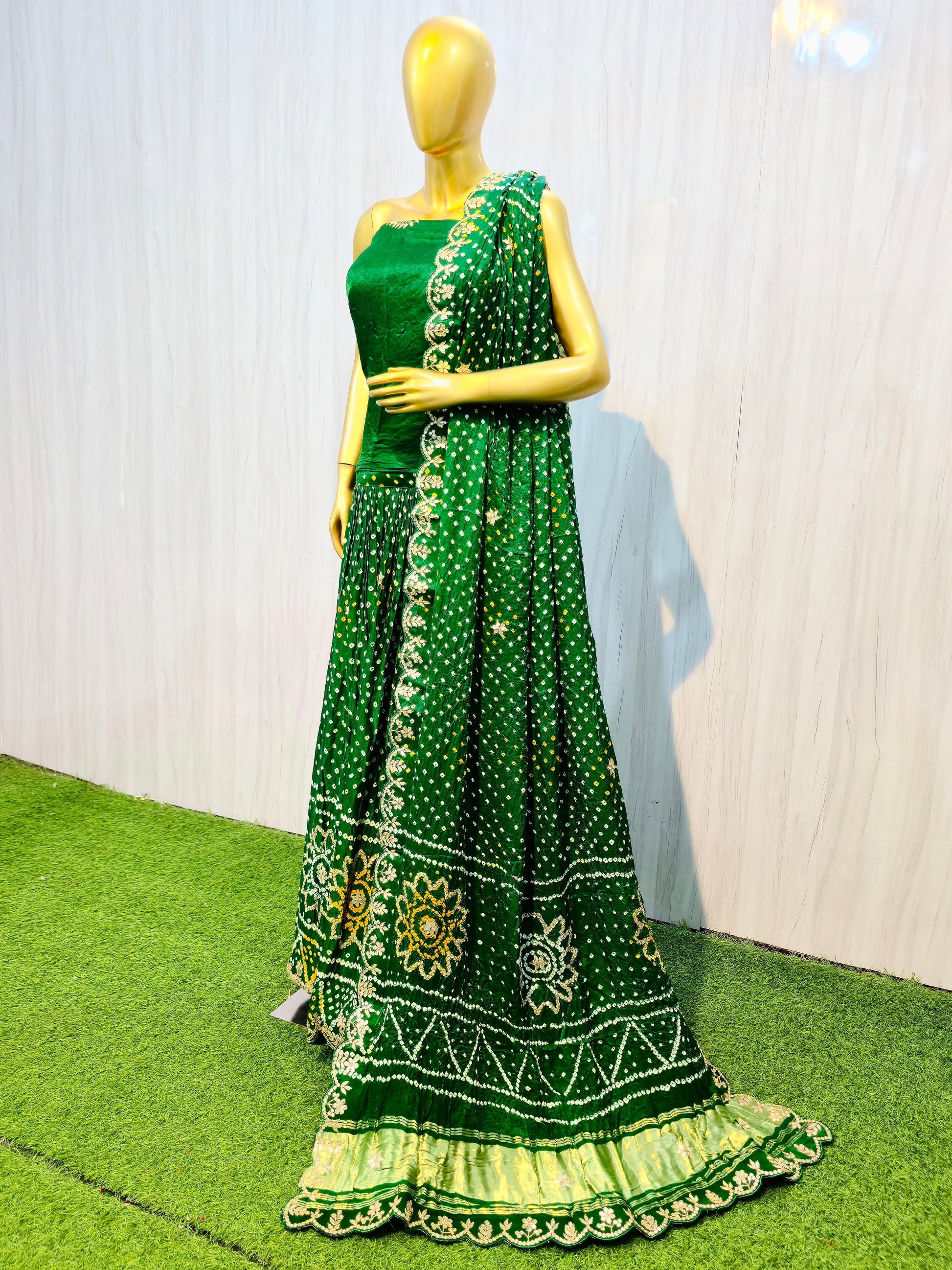 Green Lehanga set gajji silk Lehanga set SaffronFashion