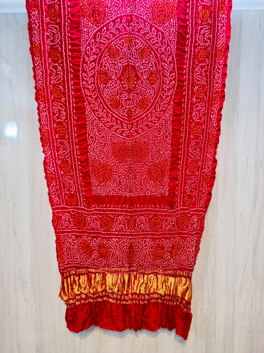 Handmade dupatta red dupatta Bandhani dupatta SaffronFashion