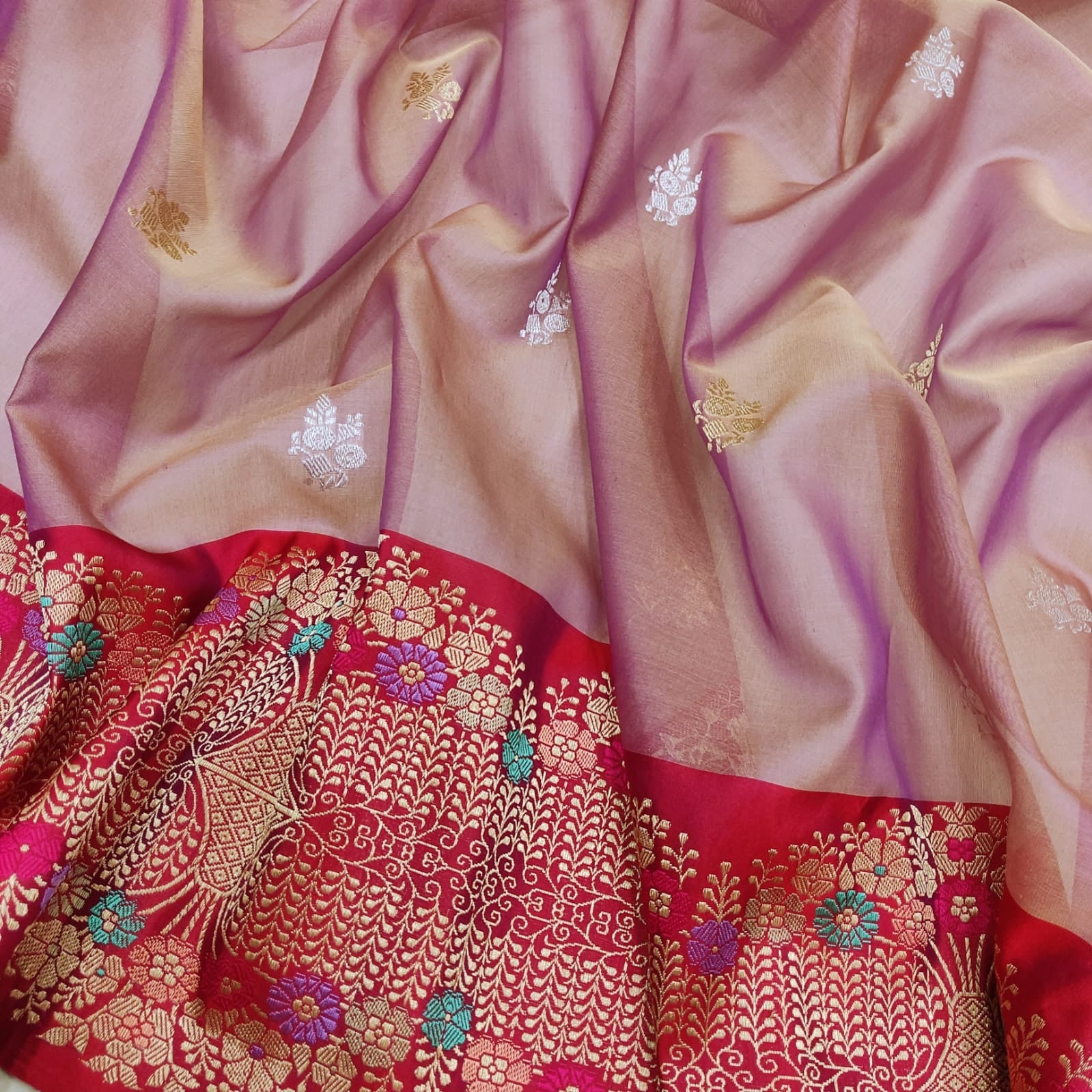 Ramaji kora handwoven kadwa zari sarees - Saffronfashionindia