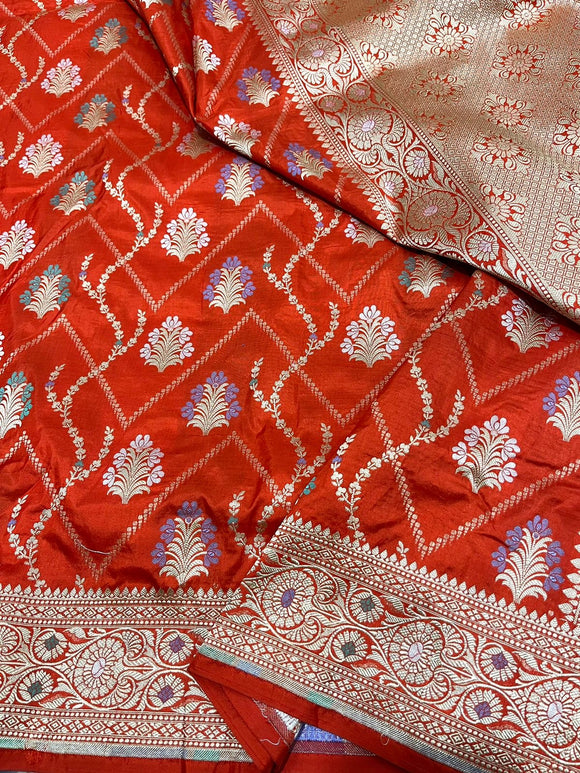 Women Banarsi katan Silk Sarees Meenakari Sari