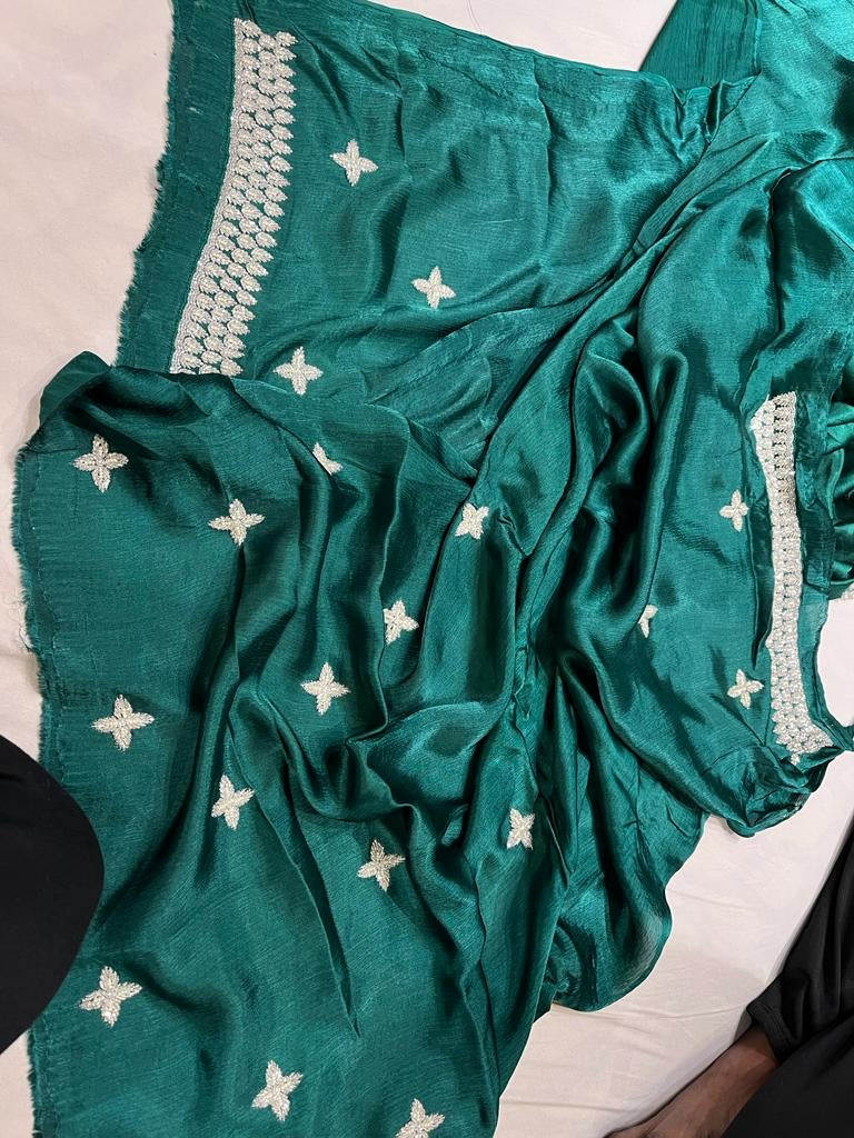 Rashi crush saree/satin saree - Saffronfashionindia