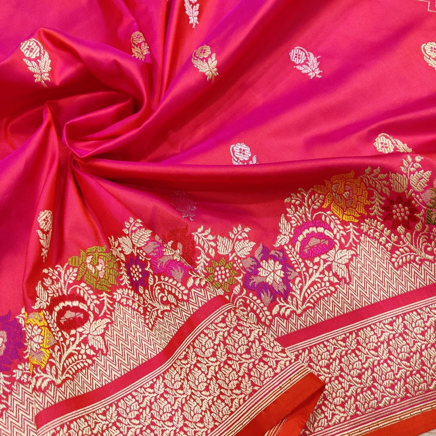 Pink Katan Handwoven Silk Saree - Saffronfashionindia