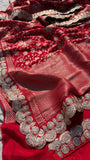 Red Wedding Munga Silk Saree Bridal Sarees