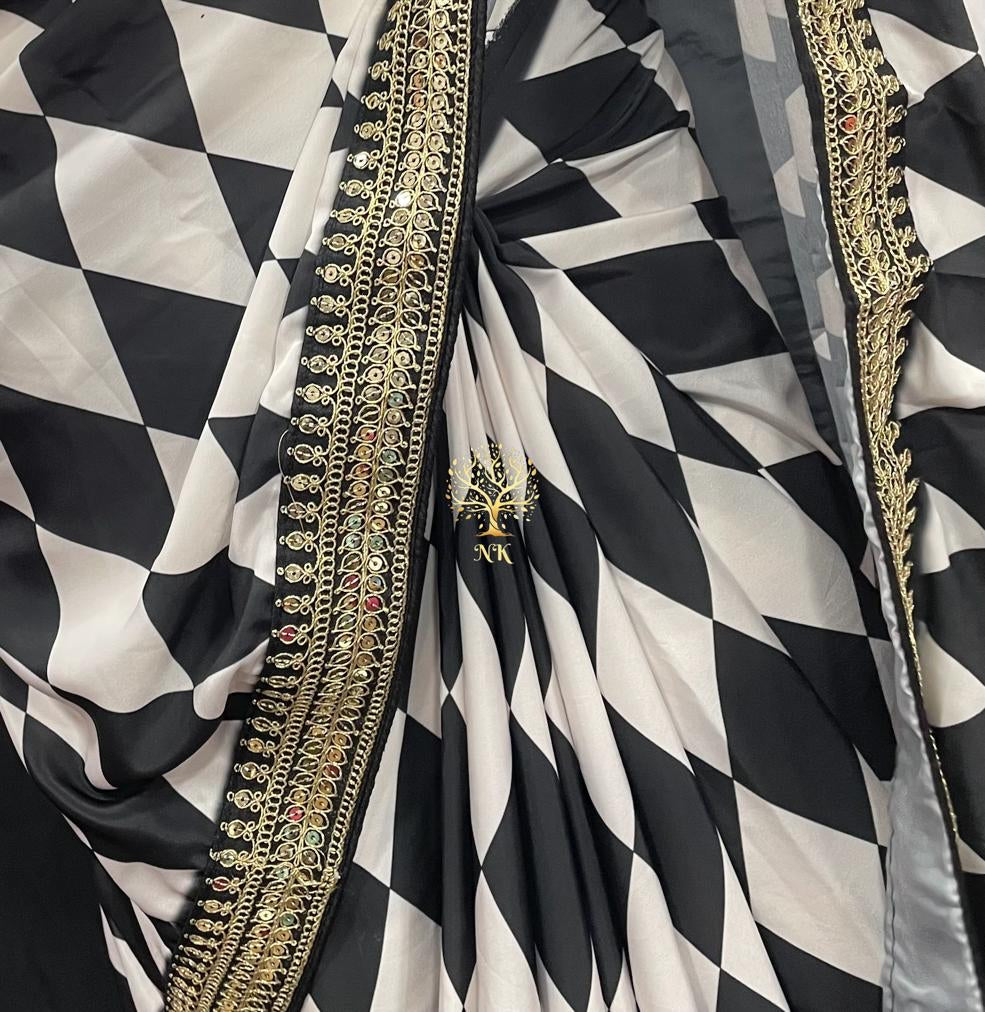 Rinaz print saree,,,partywear stylish saree - Saffronfashionindia