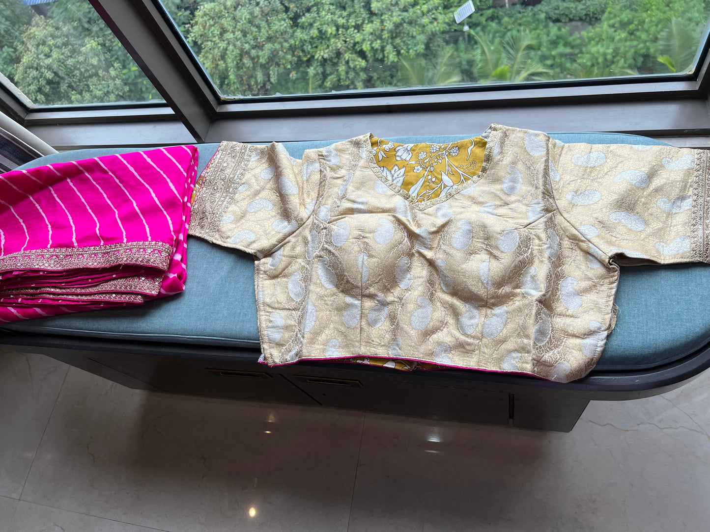 Pink Organza saree border saree party wear sari blouse - Saffronfashionindia