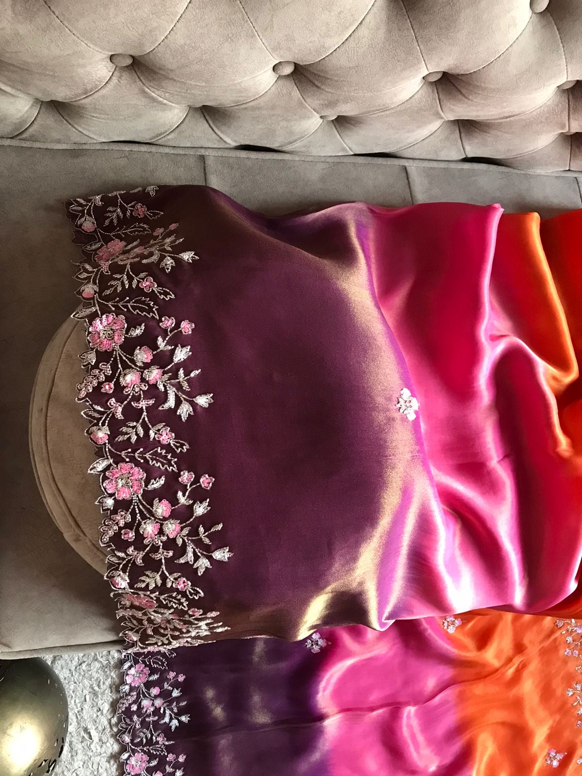 Shaded premium tissue organza sarees Indian sari - Saffronfashionindia