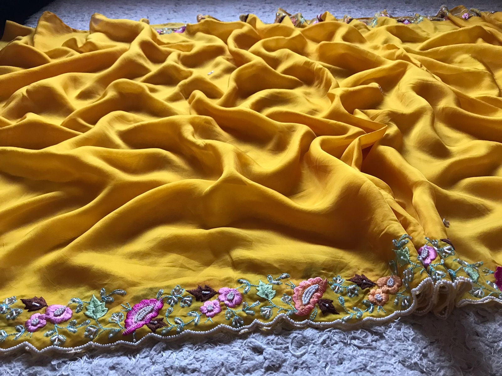 Raamji yellow organza silk sarees - Saffronfashionindia