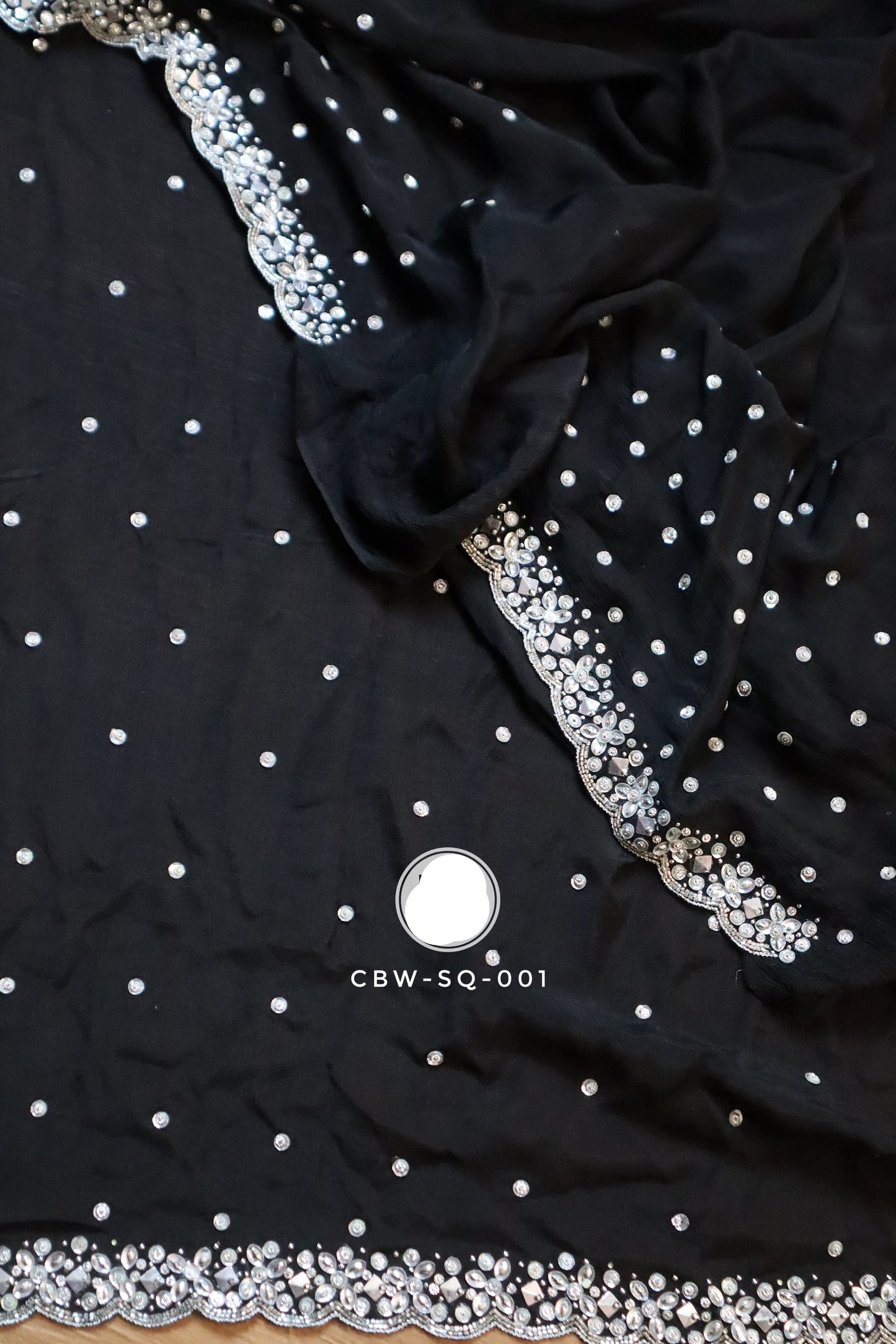 Black premium crepe silk saree partywear sarees Indian sari blouse - Saffronfashionindia