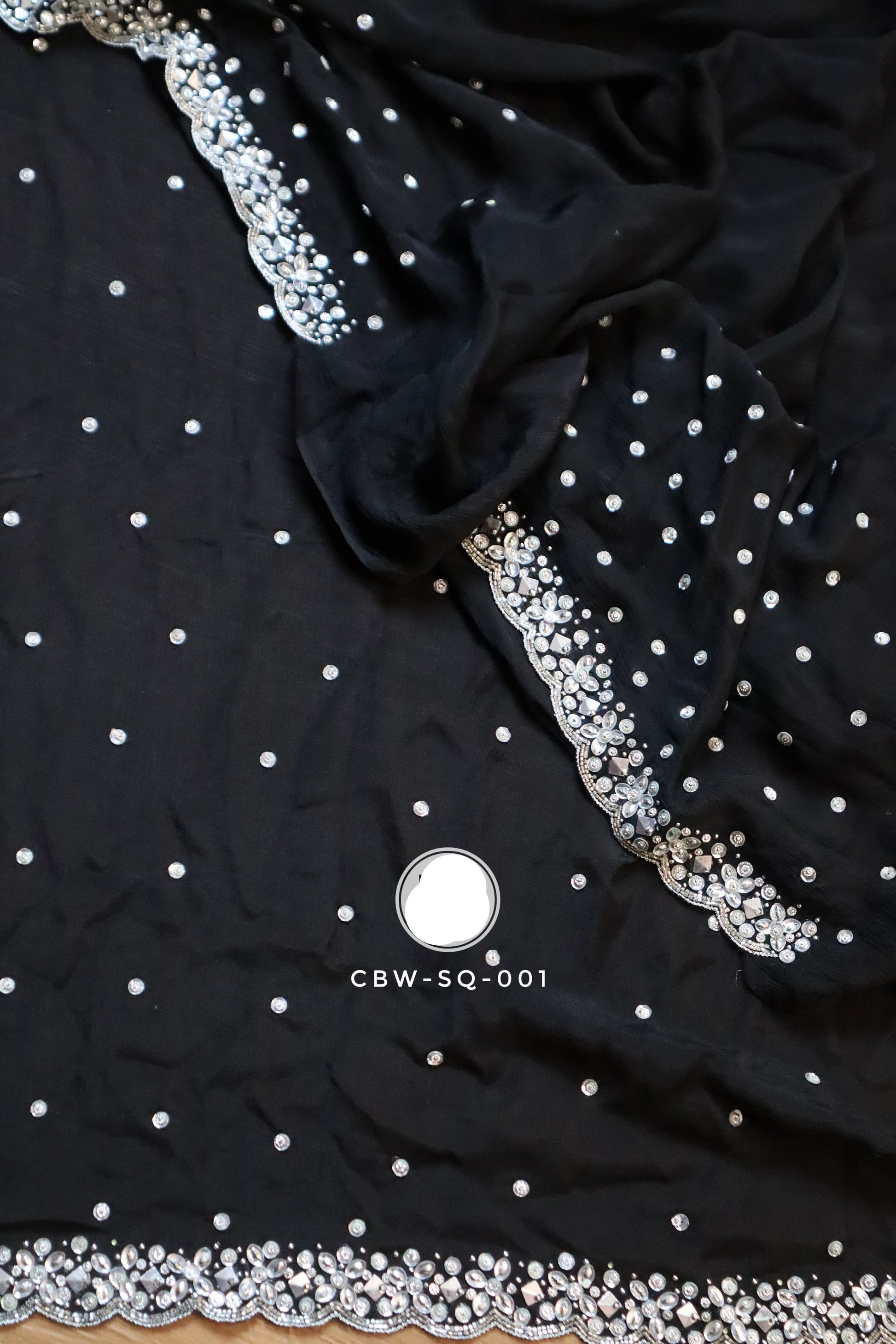 Black premium crepe silk saree partywear sarees Indian sari blouse - Saffronfashionindia