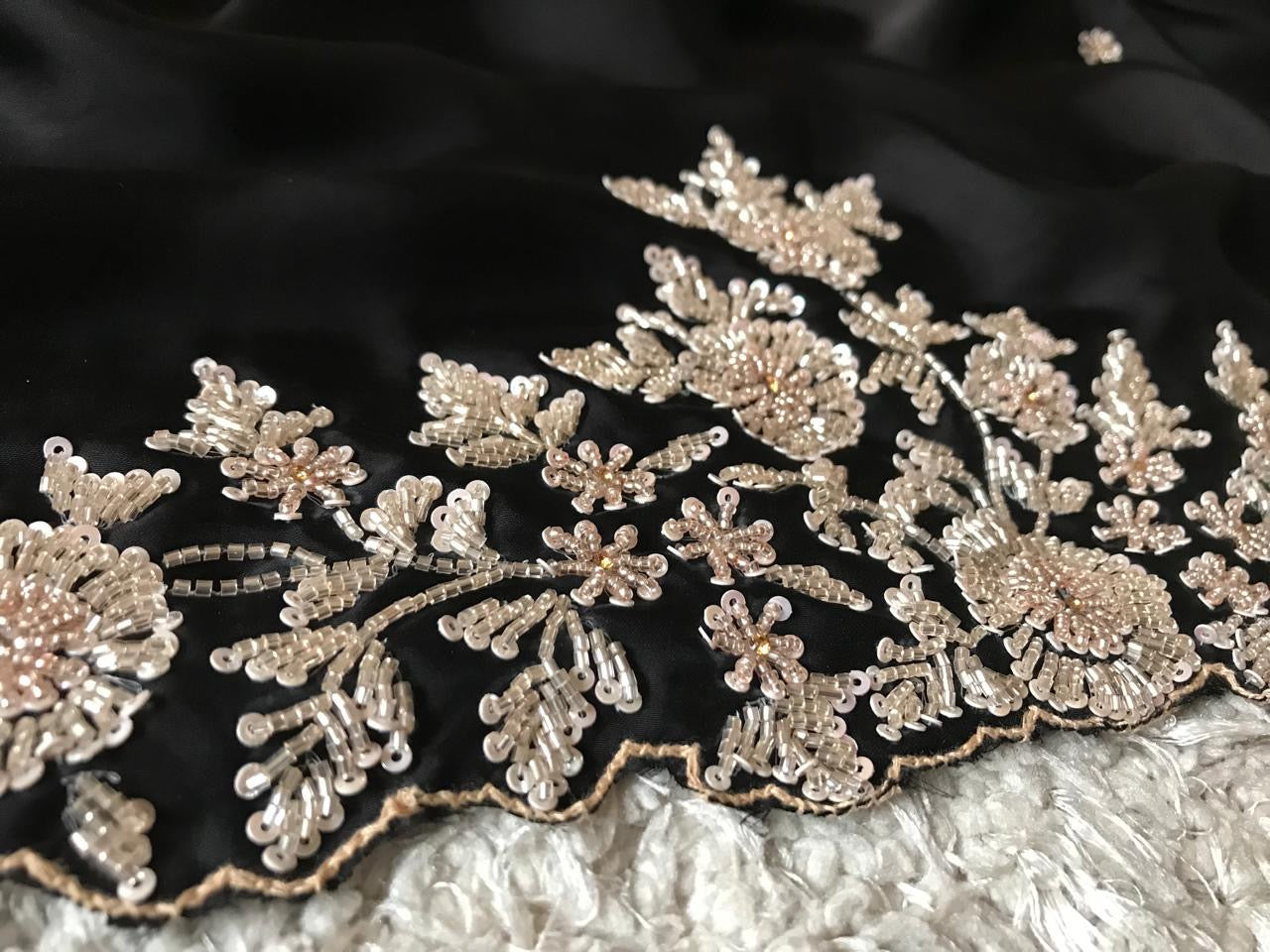 Black Stunning saree Indian organza silk sari - Saffronfashionindia