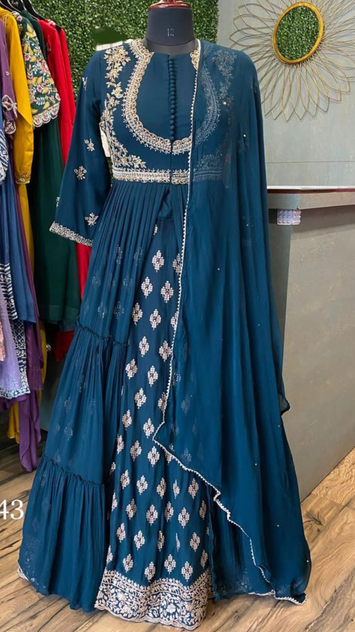 Blue indowestern dress Indian dress - Saffronfashionindia