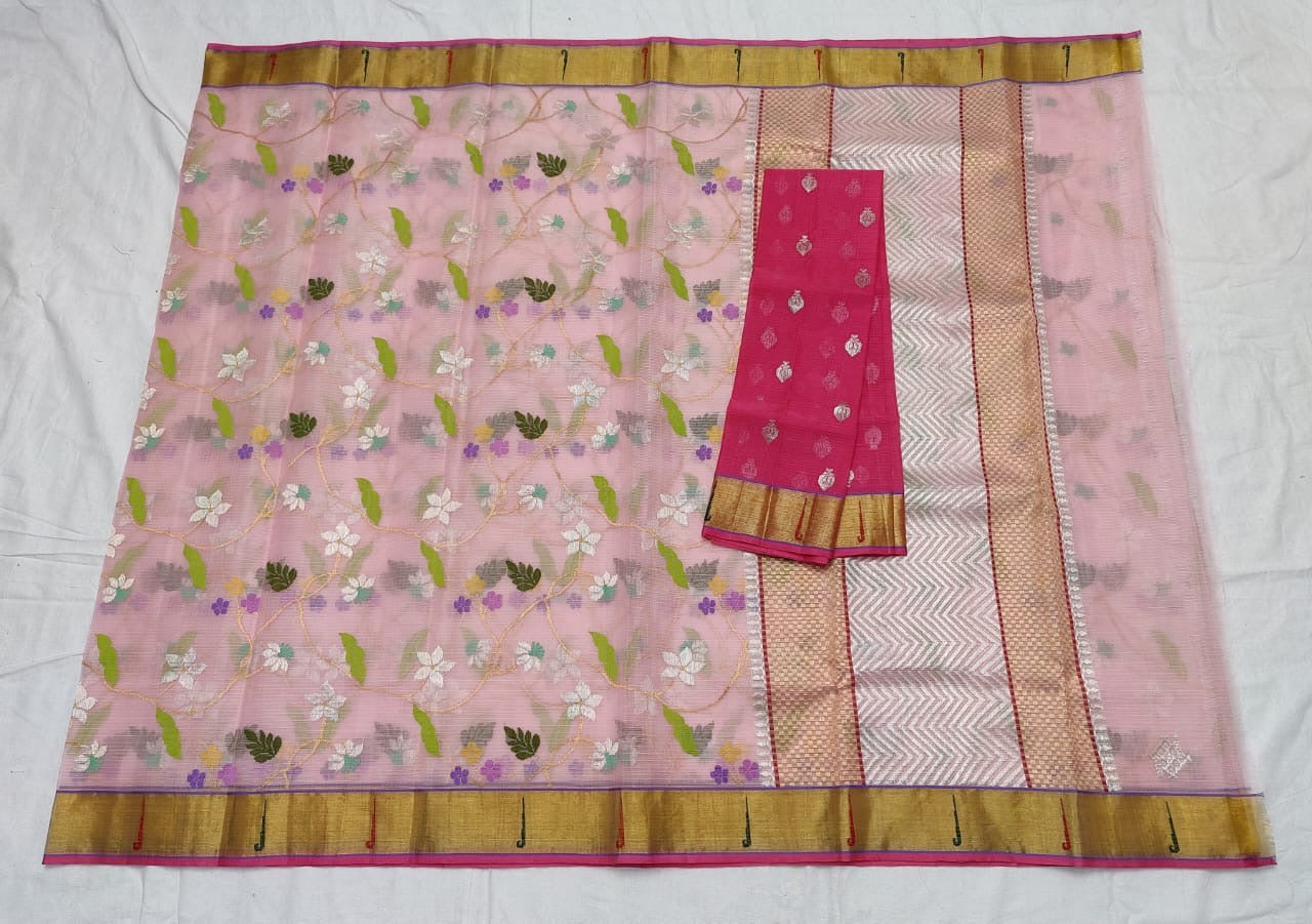 Pink Kota weaving jall border - Saffronfashionindia