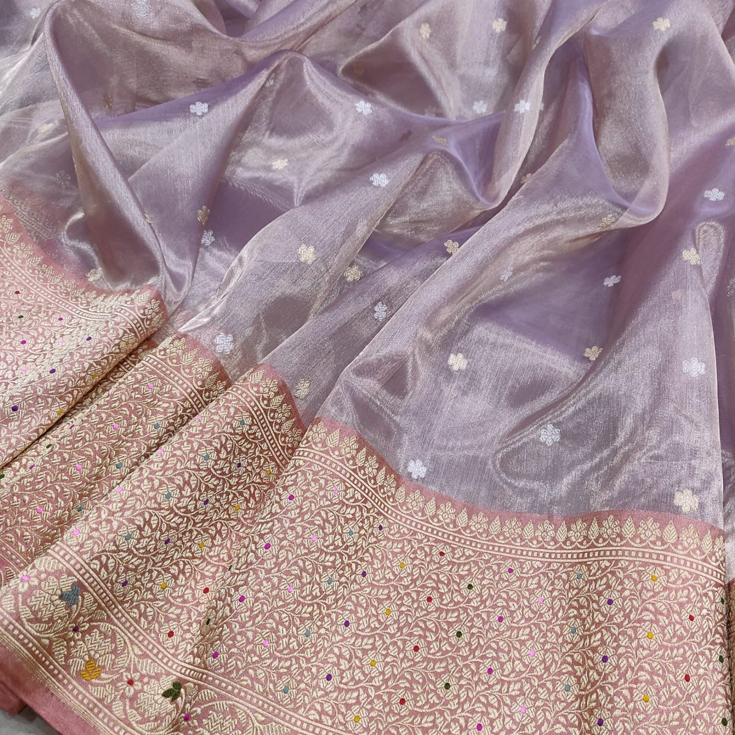 Ramaina Tissue saree Handwoven saree Indian sari blouse SaffronFashion