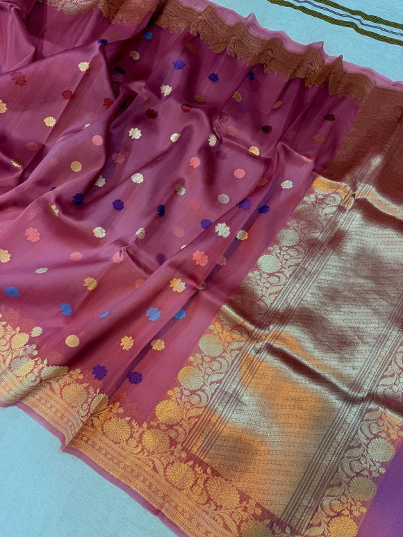 Handloom kora saree Meenakari saree