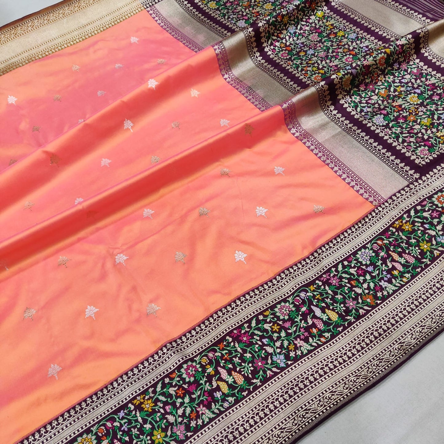 Zari katan handwoven kadwa saree silk sarees - Saffronfashionindia