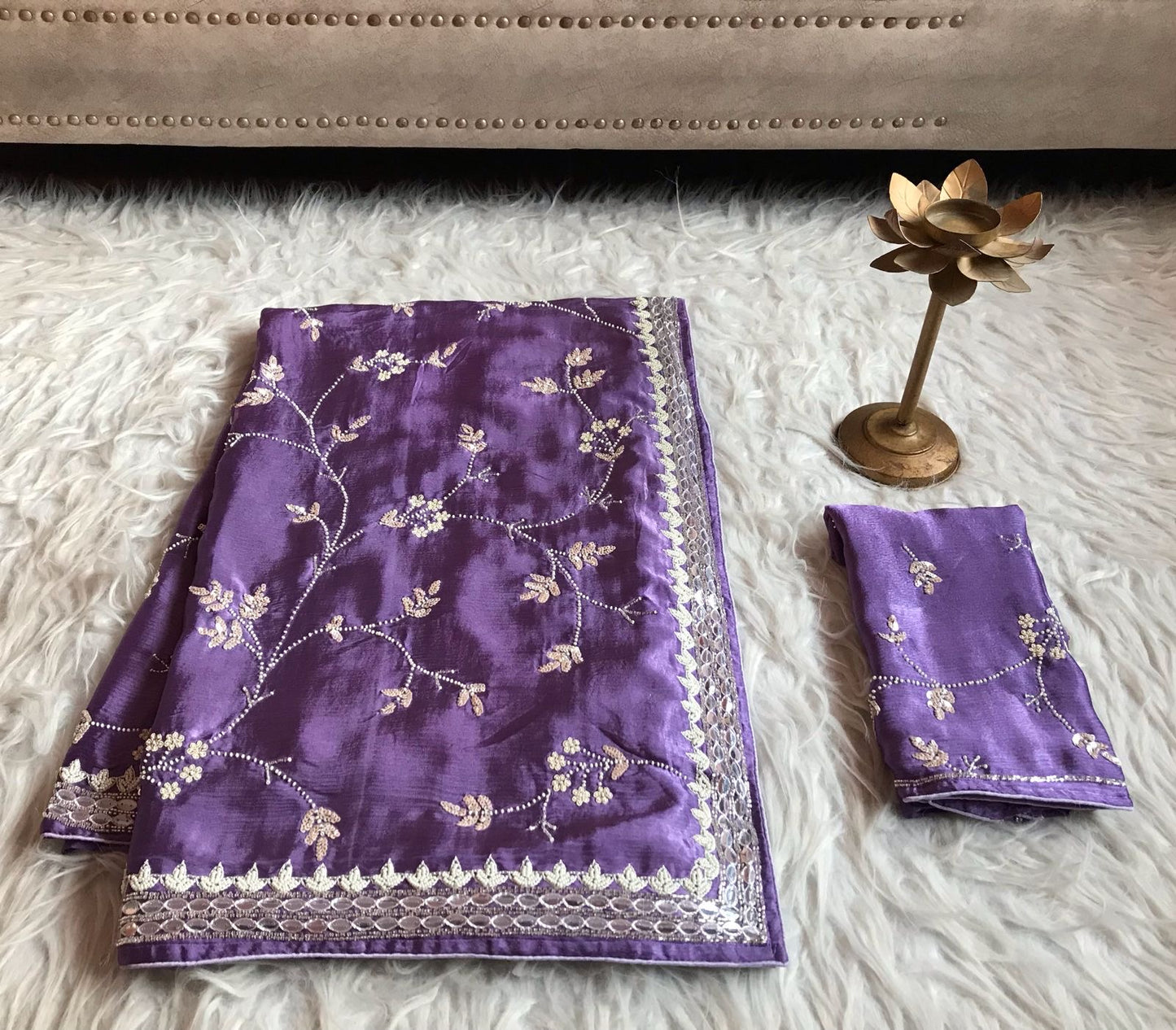 Pearl Lavender Rich Premium Saree Reception Saree - Saffronfashionindia