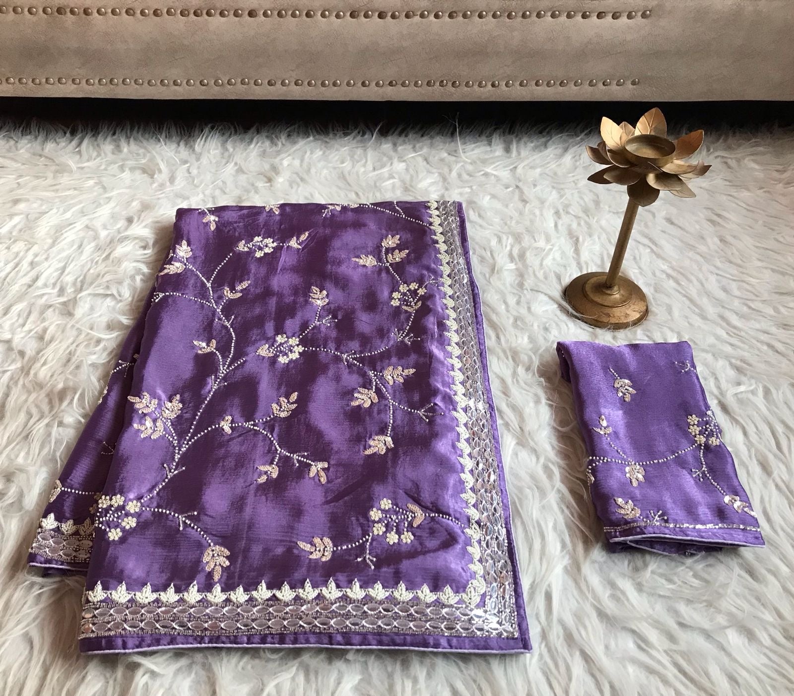 Pearl Lavender Rich Premium Saree Reception Saree - Saffronfashionindia