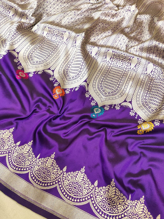 Anvesha katan silk Indian Handwoven Sarees - Saffronfashionindia