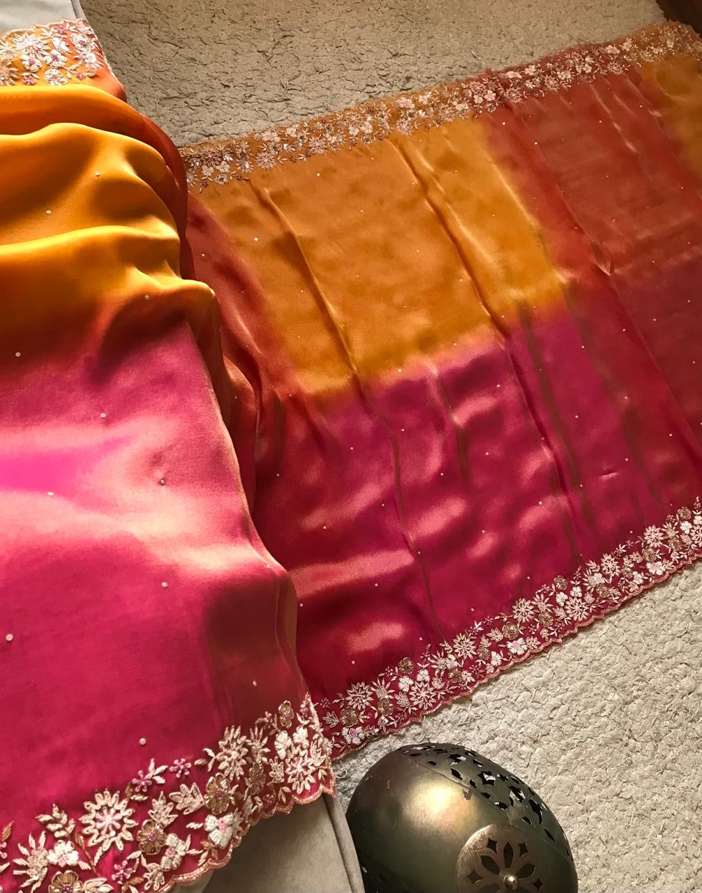 Banarsi tissue saree Organza saree Indian sari blouse - Saffronfashionindia