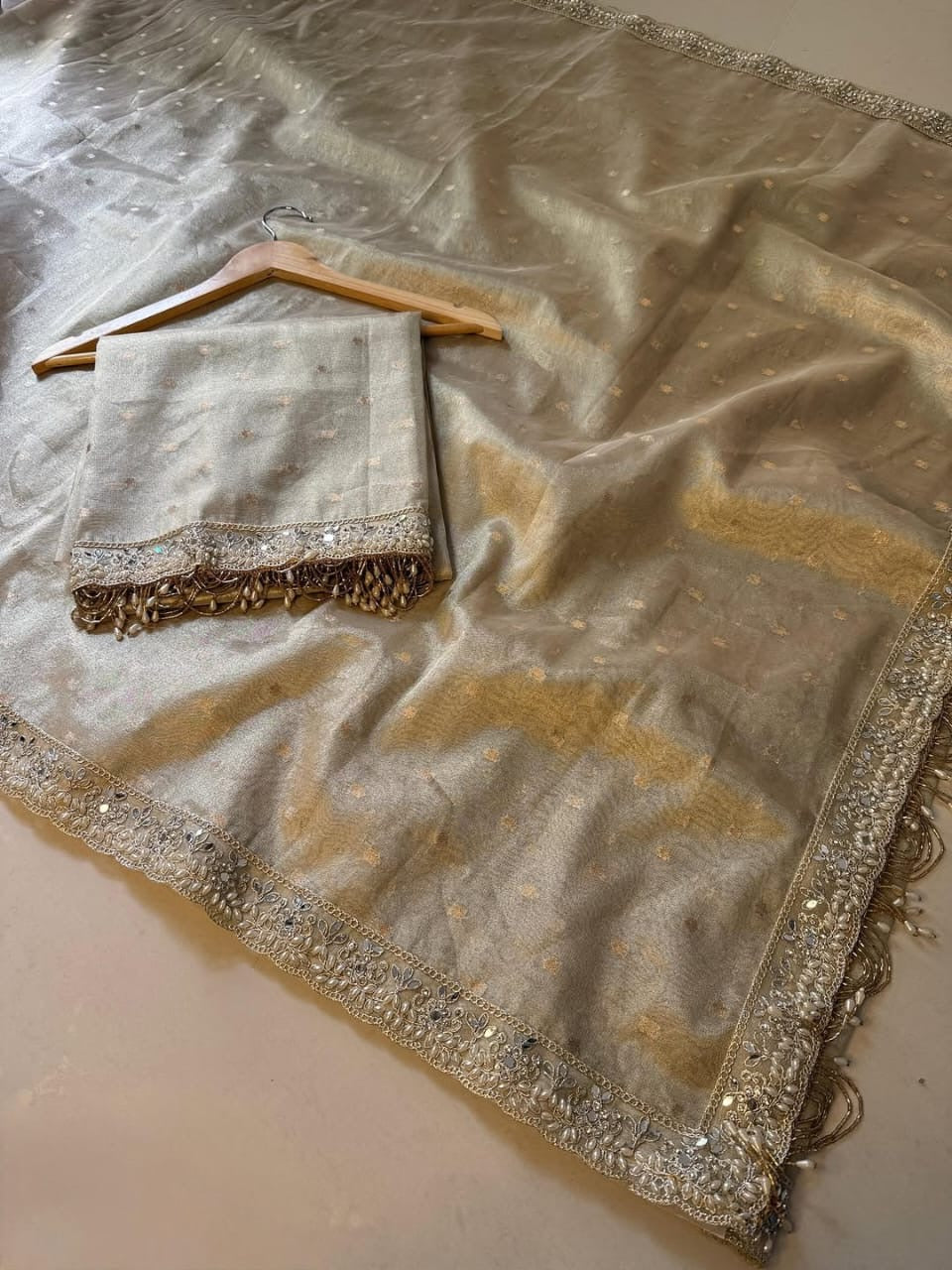 Ruhani tissue silk saree partywear sari Banarsi sarees SaffronFashion