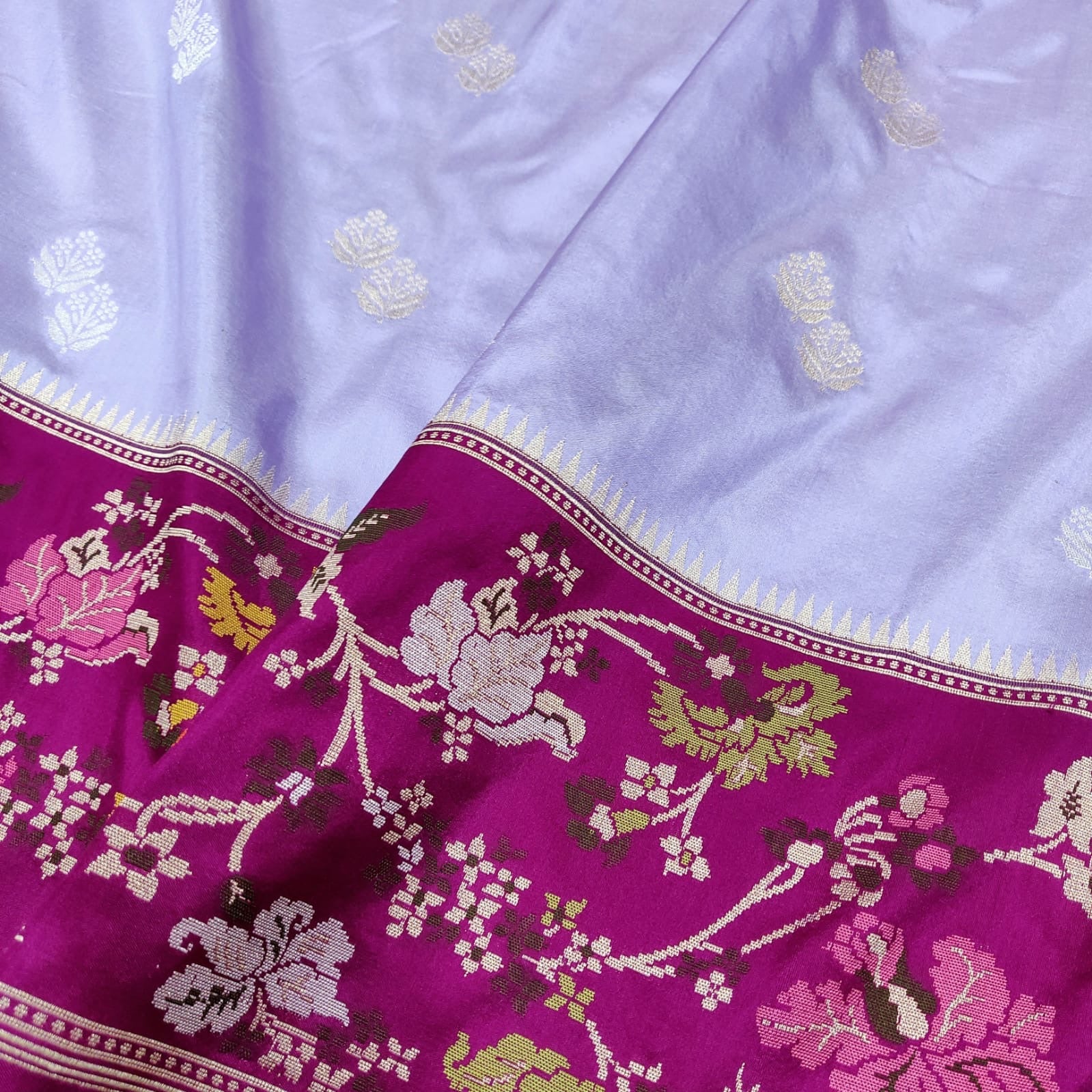 Purple katan silk saree handwoven sarees blouse Indian saree - Saffronfashionindia